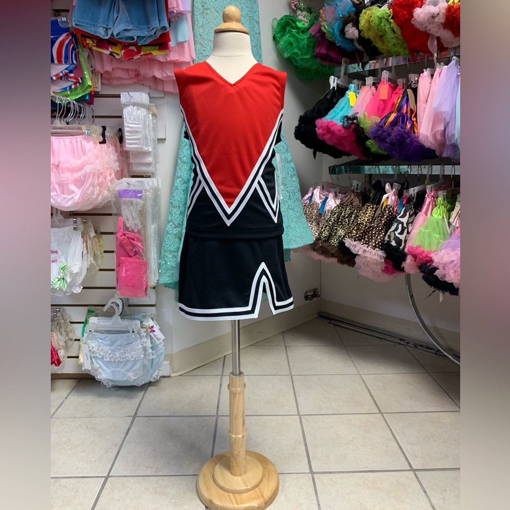 Adult Small Red Black & White Blank (No Logo) Cheerleading Uniform NWT